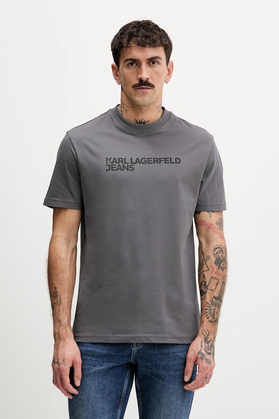 Karl Lagerfeld Jeans t-shirt męski bawełniany szary A1M17002