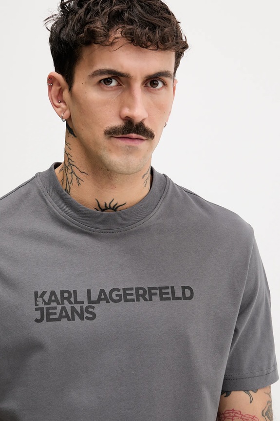 Karl Lagerfeld Jeans t-shirt męski bawełniany szary A1M17002
