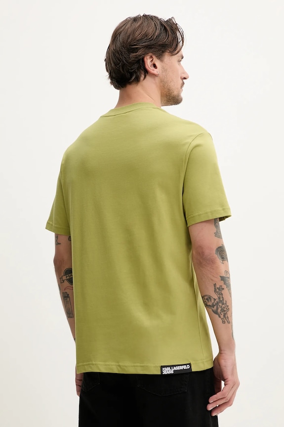 Odzież Karl Lagerfeld Jeans t-shirt męski bawełniany A1M17002 zielony