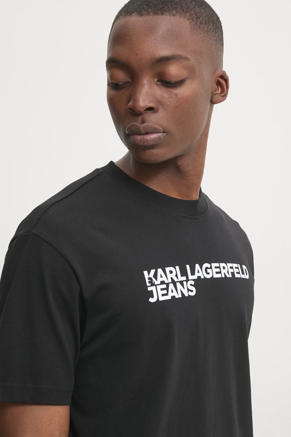 Karl Lagerfeld Jeans t-shirt męski bawełniany czarny A1M17002