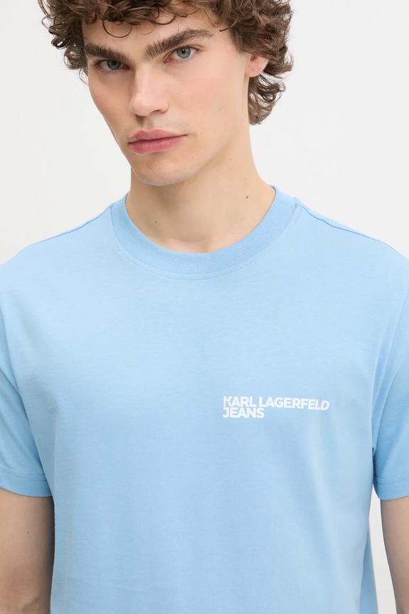 Karl Lagerfeld Jeans t-shirt ανδρικό βαμβακερό μπλε A1M17003