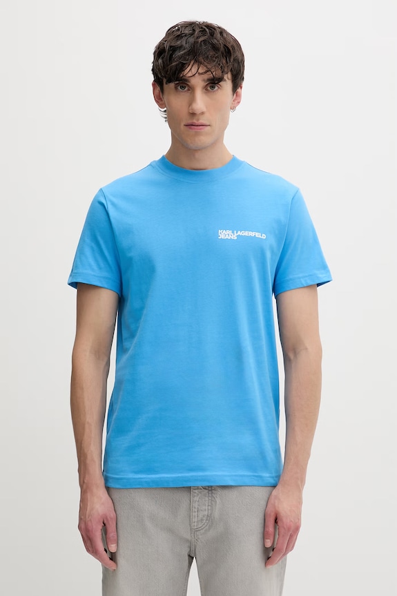 Karl Lagerfeld Jeans t-shirt da uomo in cotone blu A1M17003