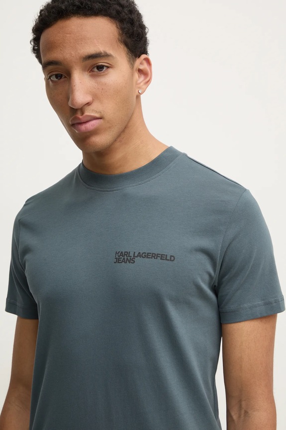 Karl Lagerfeld Jeans T-shirt férfi pamut szürke A1M17003