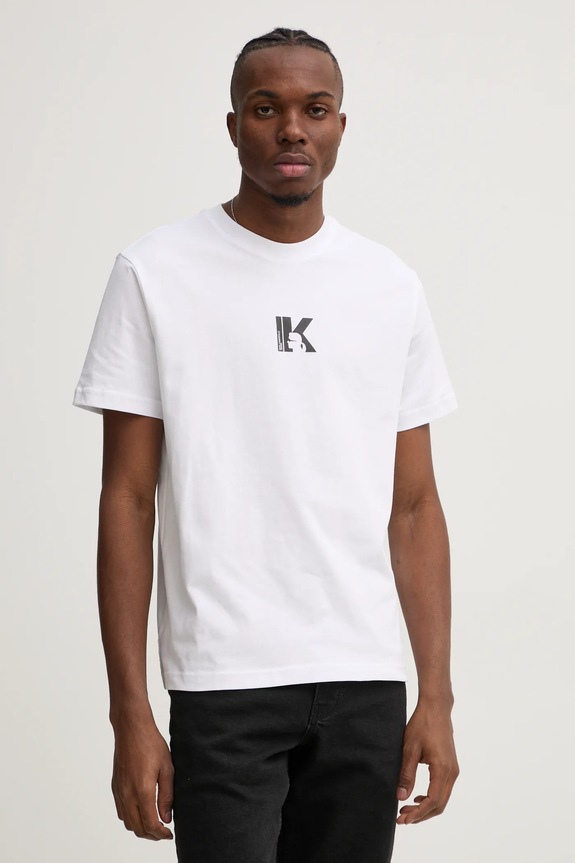 Karl Lagerfeld Jeans tričko pánske bavlnené relaxed biela A1M17044
