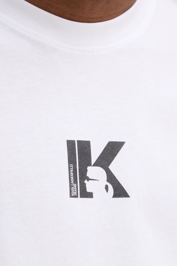 Karl Lagerfeld Jeans tričko pánske bavlnené A1M17044 biela