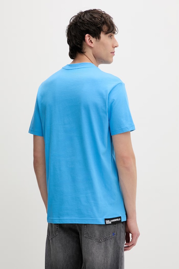 Îmbrăcăminte Karl Lagerfeld Jeans tricou bărbătesc din bumbac A1M17044 albastru
