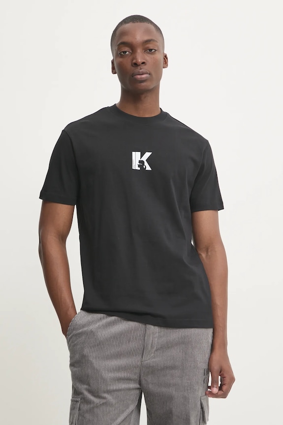Karl Lagerfeld Jeans tričko pánske bavlnené čierna A1M17044