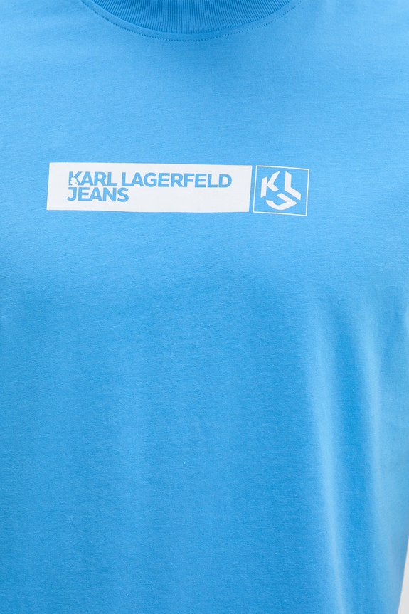 Karl Lagerfeld Jeans tričko pánske s bavlnou A1M17112 modrá