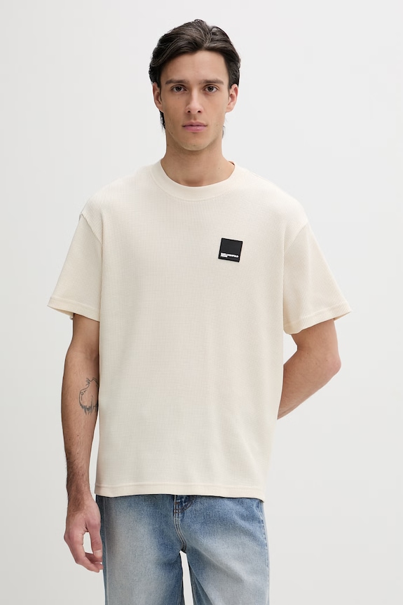 Памучна тениска Karl Lagerfeld Jeans бежов A1M17049