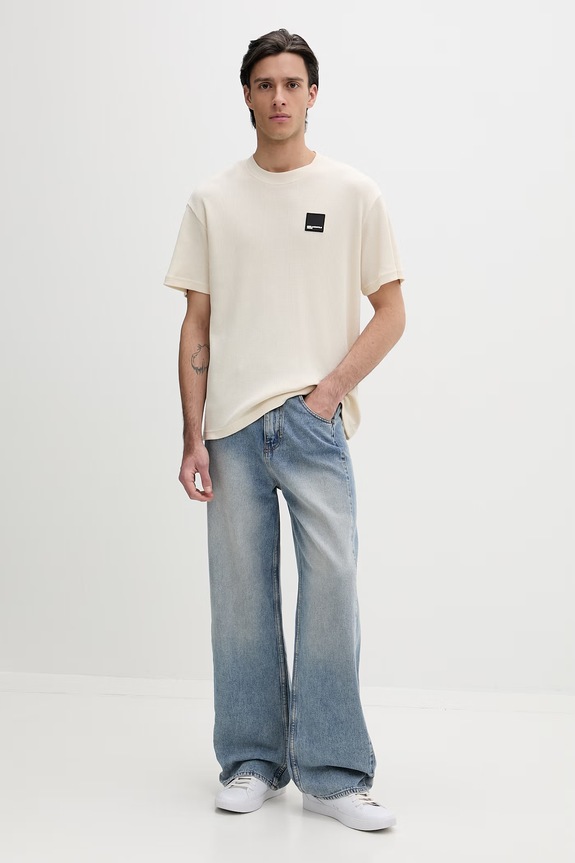 Памучна тениска Karl Lagerfeld Jeans A1M17049 бежов SS26