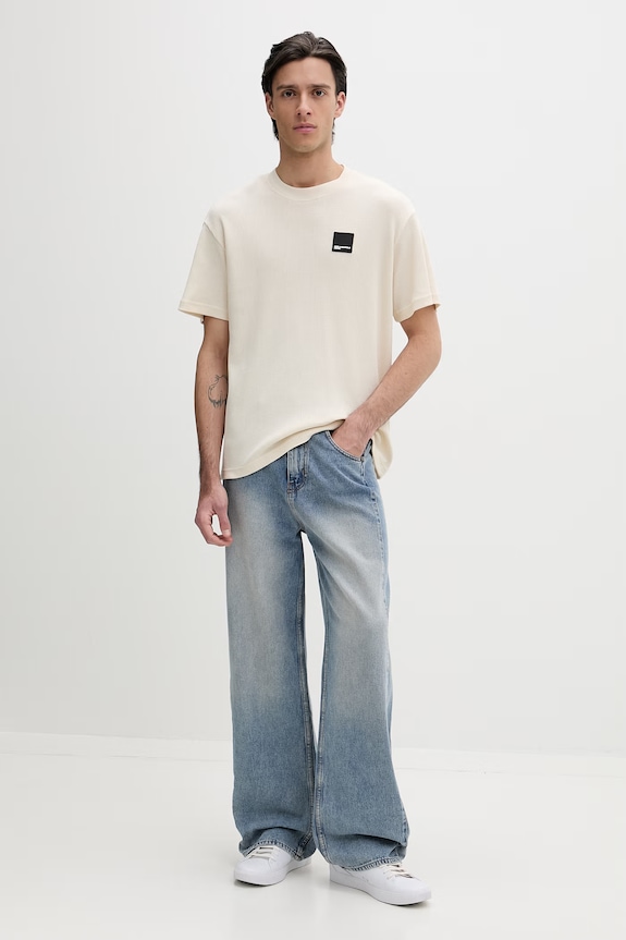 Памучна тениска Karl Lagerfeld Jeans A1M17049 бежов SS26