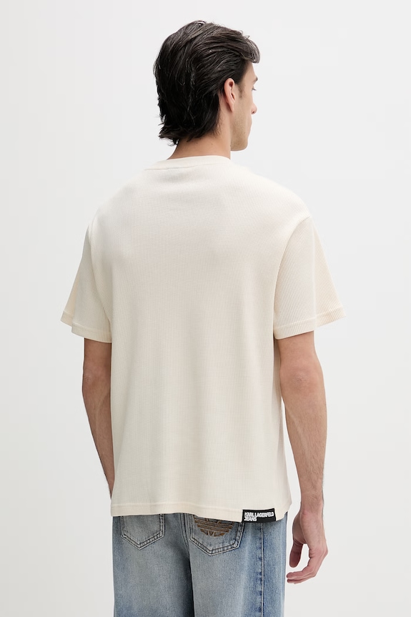 Дрехи Памучна тениска Karl Lagerfeld Jeans A1M17049 бежов