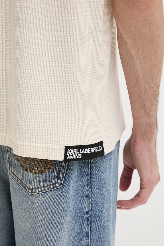 Памучна тениска Karl Lagerfeld Jeans A1M17049 бежов