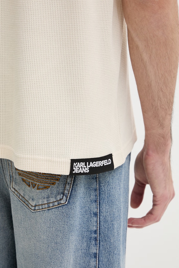 Памучна тениска Karl Lagerfeld Jeans A1M17049 бежов