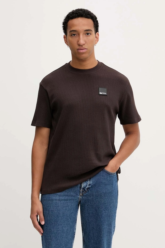 Βαμβακερό μπλουζάκι Karl Lagerfeld Jeans A1M17049 καφέ SS26