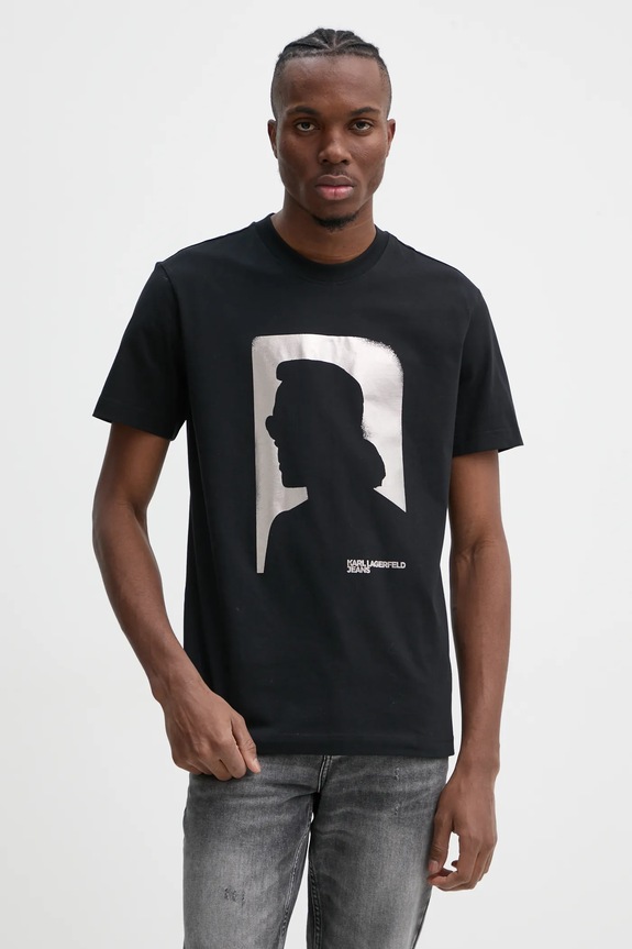 Karl Lagerfeld Jeans t-shirt bawełniany nadruk czarny A1M17052