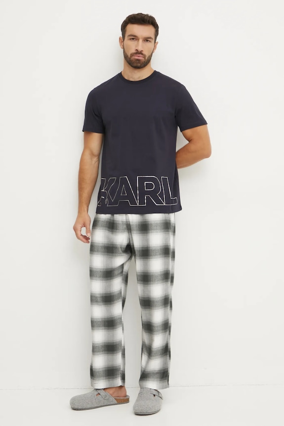 Karl Lagerfeld tricou din bumbac A1M46070 bleumarin SS25