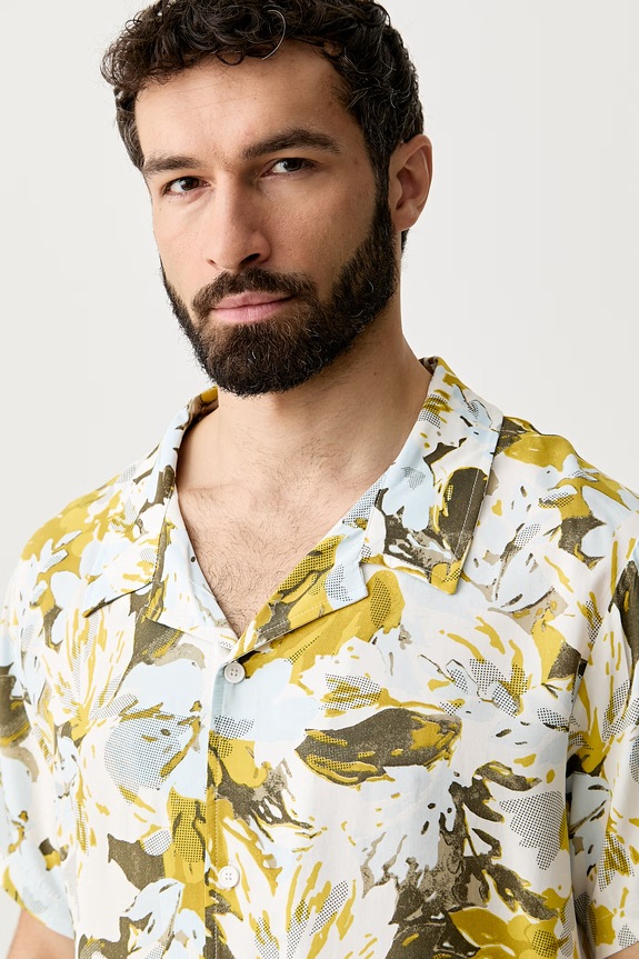 BOSS koszula plażowa męska Beach Shirt żółty 50535793
