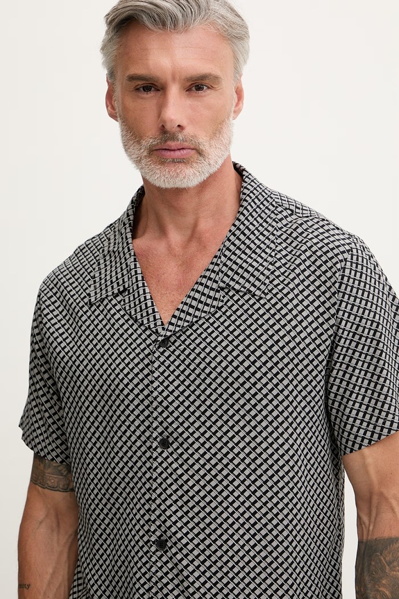 Oblečenie BOSS plážová košeľa pánska Beach Shirt 50535793 sivá