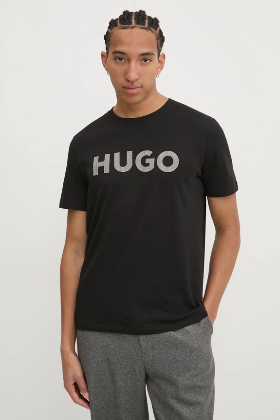 HUGO t-shirt bawełniany czarny 50534622