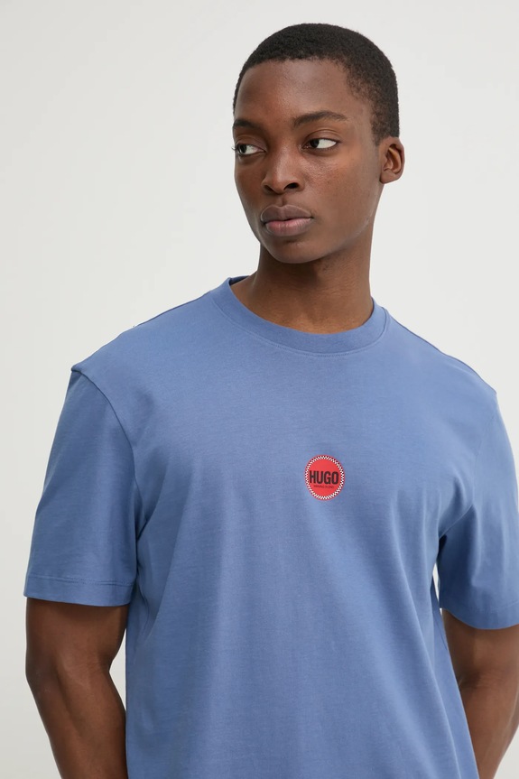 HUGO t-shirt bawełniany niebieski 50530647