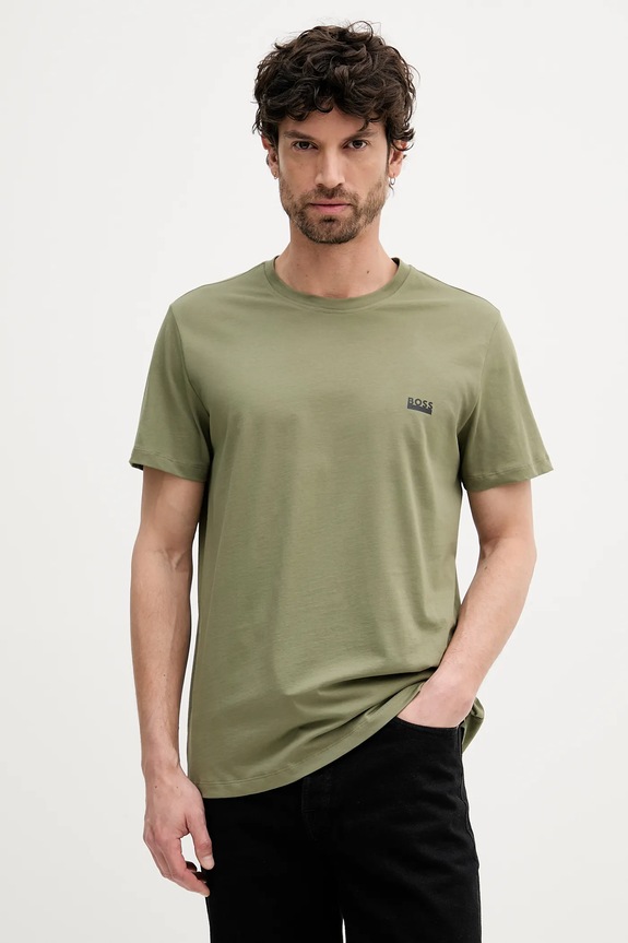 BOSS T-shirt męski bawełniany T-ShirtRN 365 zielony 50531401