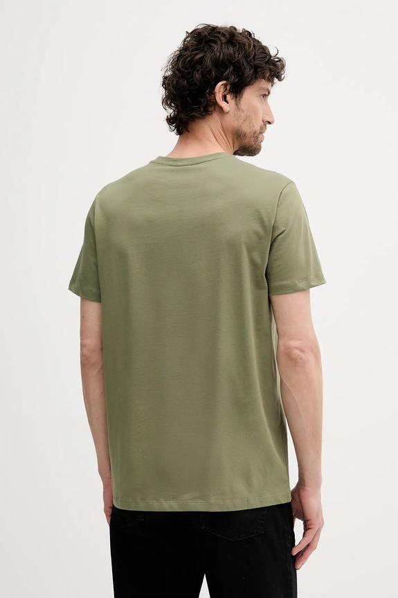 BOSS T-shirt męski bawełniany T-ShirtRN 365 50531401 zielony SS26