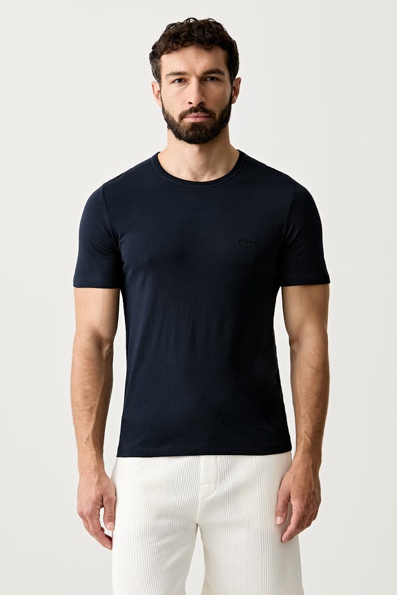 BOSS T-shirt męski bawełniany TShirtRN 3P Classic 3-pack 50532468 granatowy SS26