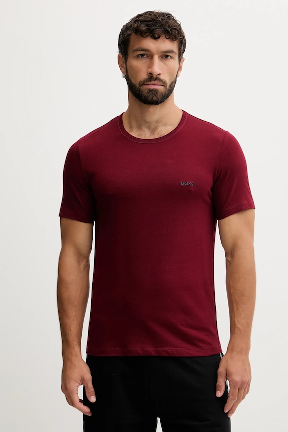 Odzież BOSS t-shirt męski bawełniany TShirtRN 3P Classic 3-pack 50532468 bordowy