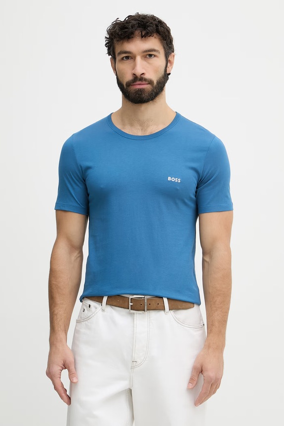 BOSS tričko pánske bavlnené TShirtRN 3P Classic 3-pak 50532470 tmavomodrá SS26