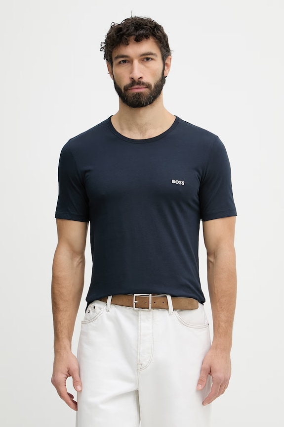 BOSS tričko pánske bavlnené TShirtRN 3P Classic 3-pak tmavomodrá 50532470