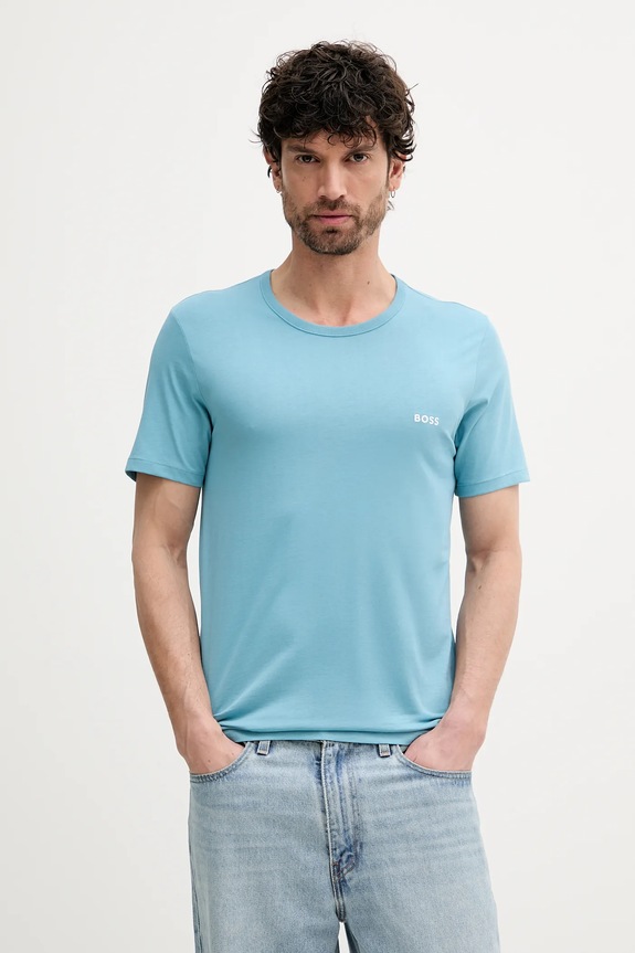 Bavlnené tričko BOSS 3-pak TShirtRN 3P Classic jednofarebný tmavomodrá 50532470