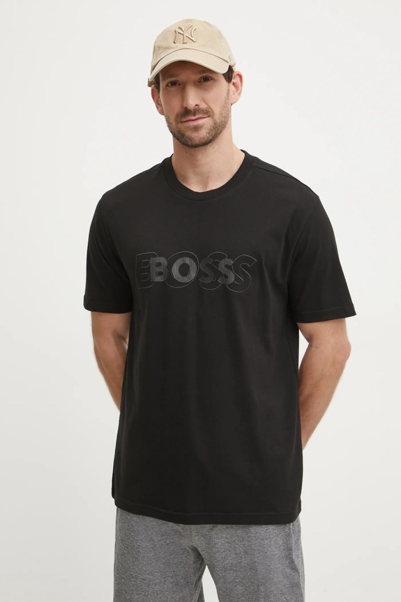 Boss Green pamut póló pamut fekete 50531271