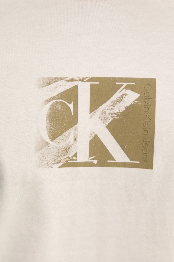Bavlněné tričko Calvin Klein Jeans béžová J30J327077