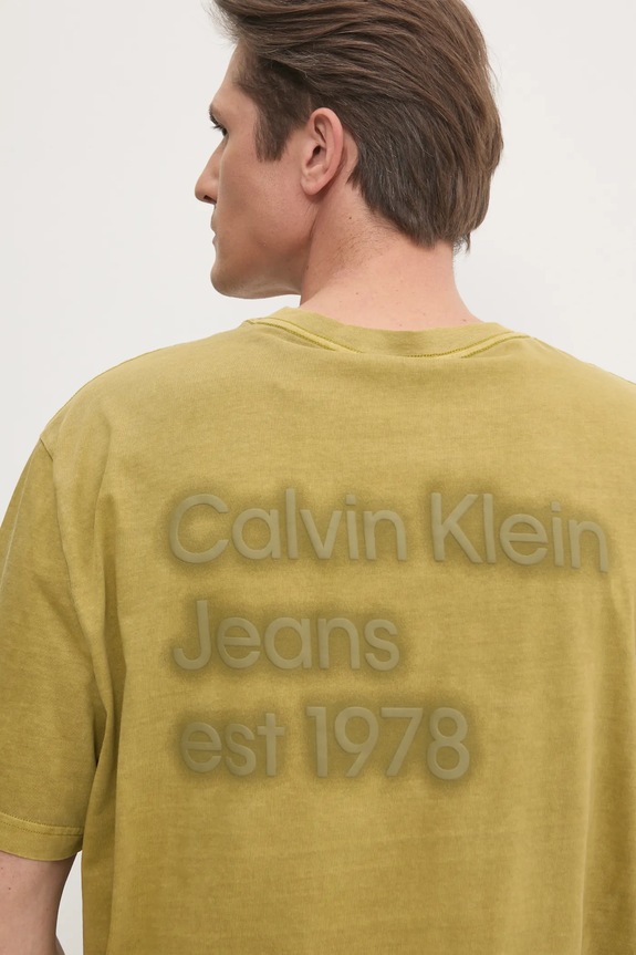 Calvin Klein Jeans pamut póló zöld J30J327078
