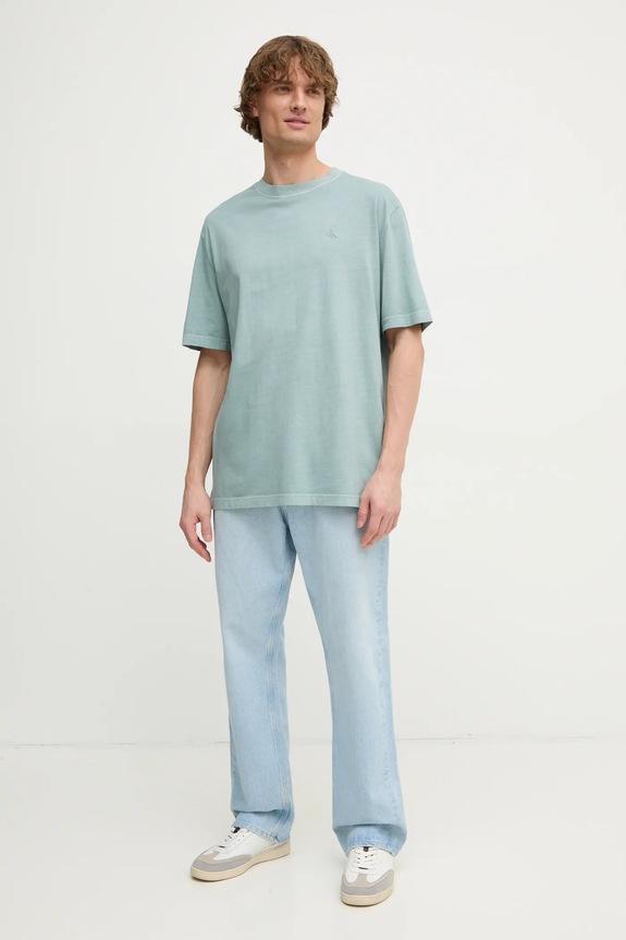 Bavlněné tričko Calvin Klein Jeans J30J327078 šedá SS25