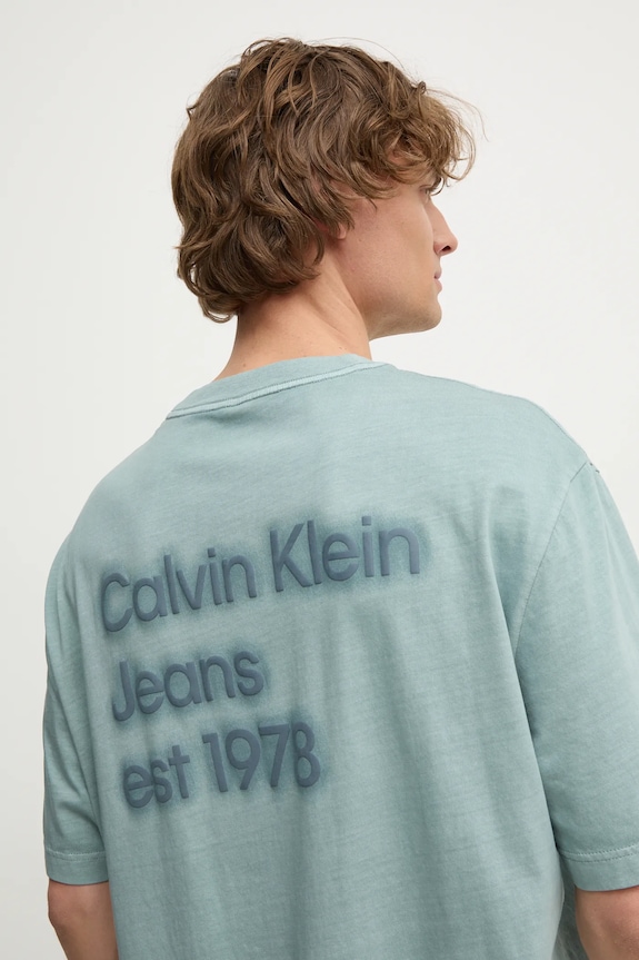 Bavlněné tričko Calvin Klein Jeans šedá J30J327078