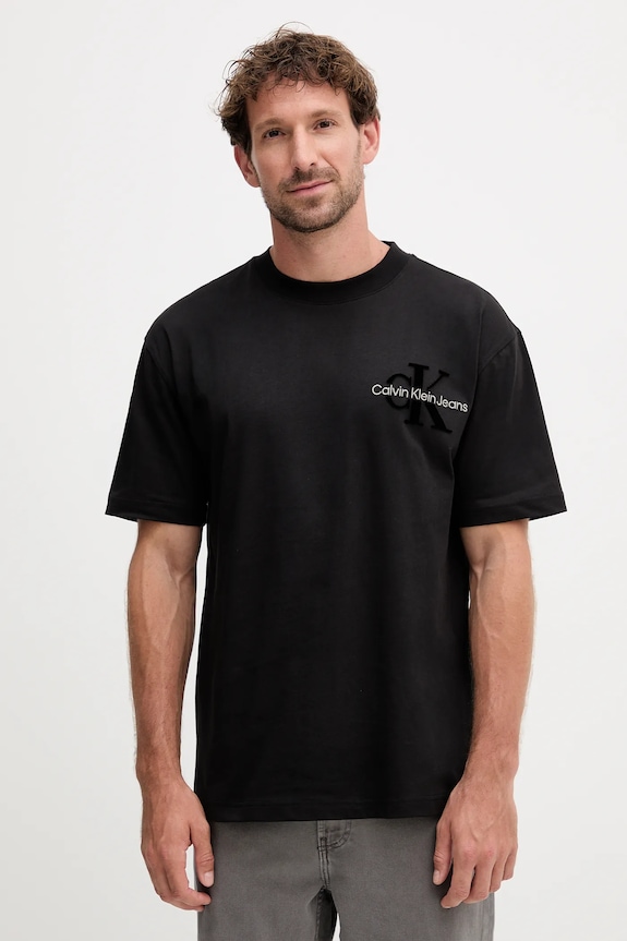 Pamučna majica Calvin Klein Jeans Planet friendly crna J30J327107