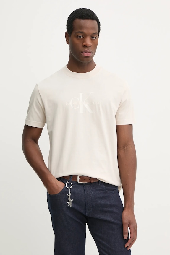 Calvin Klein Jeans pamut póló bézs J30J327109