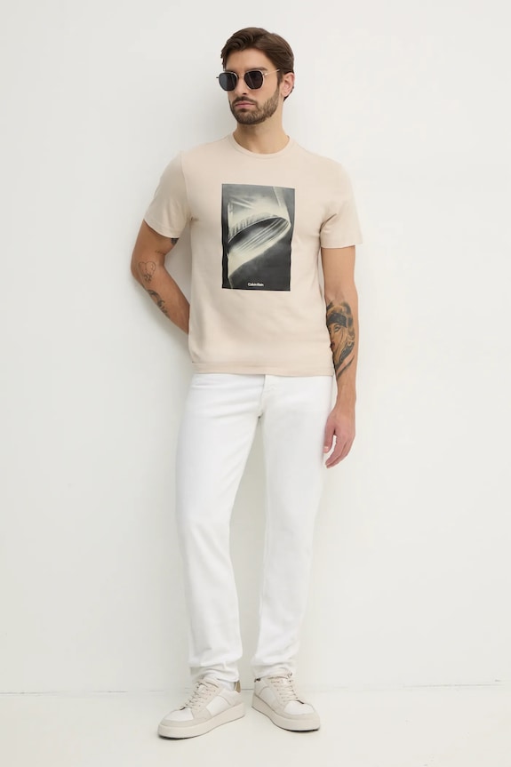 Calvin Klein t-shirt K10K113797 beżowy SS25