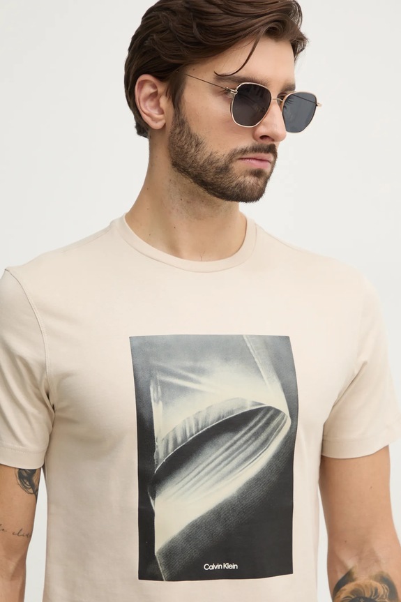 Calvin Klein t-shirt beżowy K10K113797