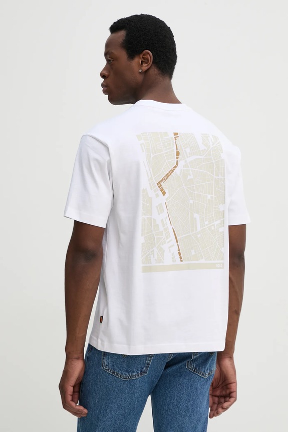 Ρούχα Βαμβακερό μπλουζάκι BOSS Orange 50534925 λευκό