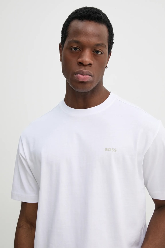 Βαμβακερό μπλουζάκι BOSS Orange λευκό 50534925