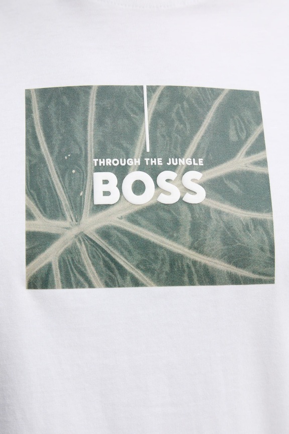 Βαμβακερό μπλουζάκι BOSS Orange 50535112 λευκό