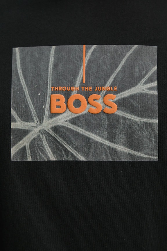 Βαμβακερό μπλουζάκι BOSS Orange 50535112 μαύρο