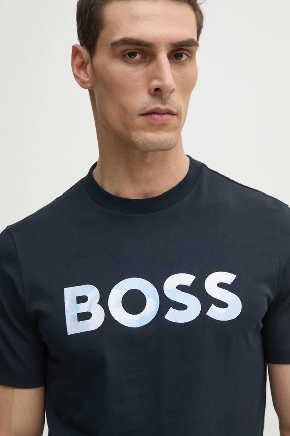 Bavlnené tričko BOSS tmavomodrá 50531309