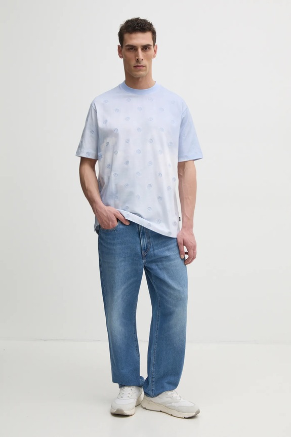 BOSS t-shirt bawełniany 50531387 niebieski SS25