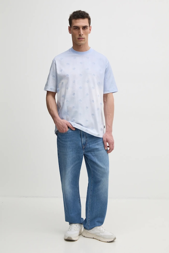 BOSS t-shirt bawełniany 50531387 niebieski SS25