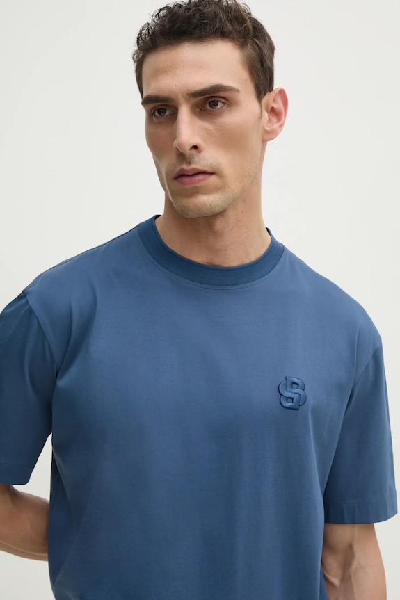 BOSS t-shirt bawełniany niebieski 50533343