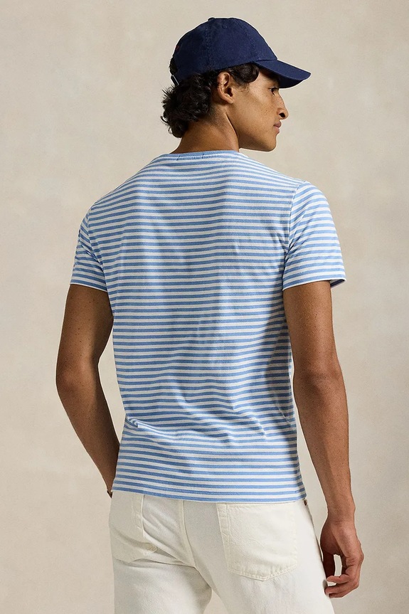 Хлопковая футболка Polo Ralph Lauren 710956828 голубой SS26